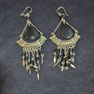 Elegant Black and Silver Chandelier Earrings